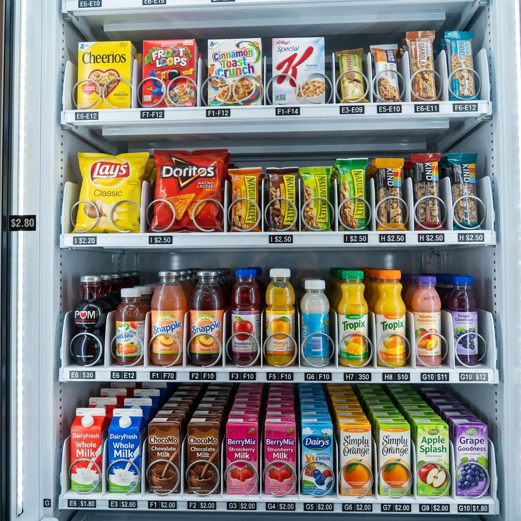 Vending machine products shelf
